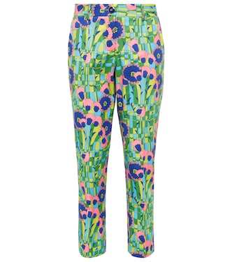 Pantalon droit en coton mélangé à fleurs | Dolce&Gabbana