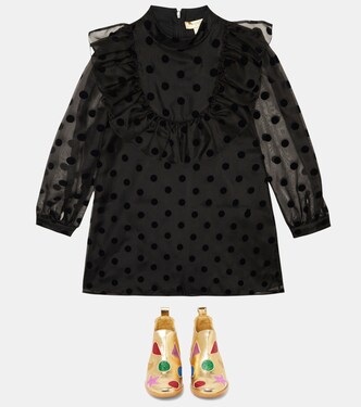 波点荷叶边饰真丝连衣裙 | Stella McCartney Kids