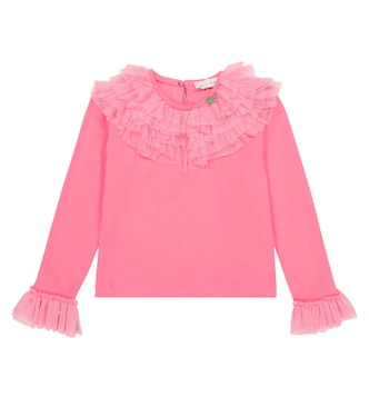 Ruffled cotton-blend blouse | Monnalisa