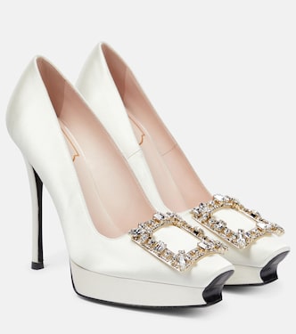 Flower Strass satin platform pumps | Roger Vivier