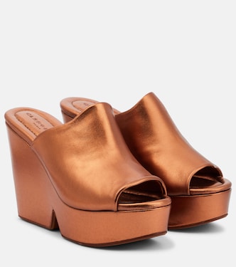 Dolcy metallic leather platform mules | Clergerie