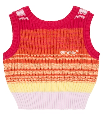 Pull sans manches rayé en coton | Off-White Kids