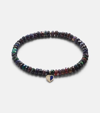 Heart 14kt gold charm bracelet with diamonds and opals | Sydney Evan