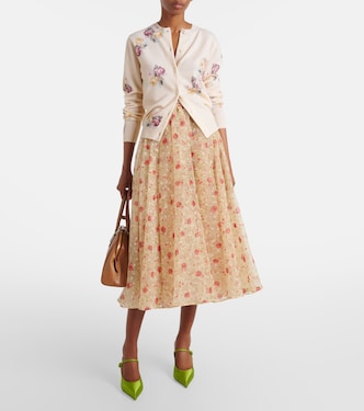 Cardigan en laine vierge à fleurs | Prada