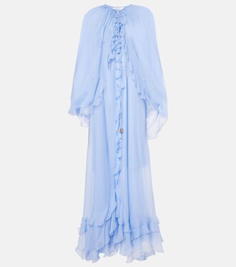Caped ruffled silk muslin gown | Chloé