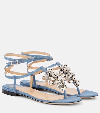 Puffy Heart embellished denim thong sandals | Mach & Mach