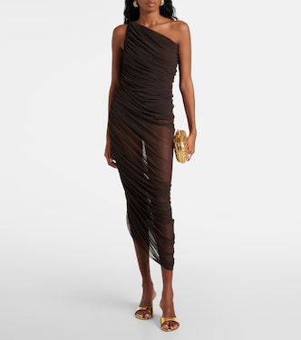 Ruched mesh midi dress | Norma Kamali