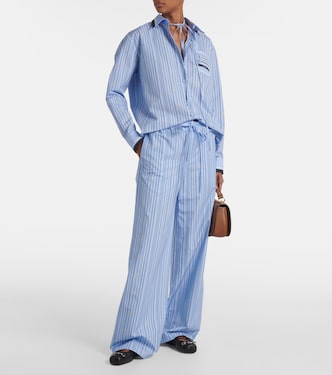 Pantalon ample Horsebit rayé en coton | Gucci