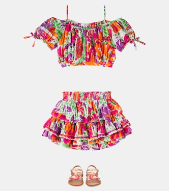 Gonna Ariane a balze con stampa floreale | Poupette St Barth Kids