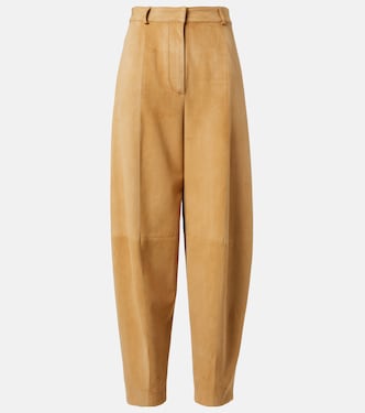 High-rise suede tapered pants | Loro Piana