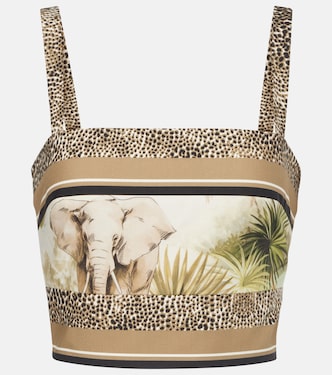 Top raccourci imprimé en coton | Elie Saab