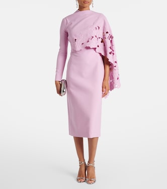 Cape-detail wool-blend midi dress | Oscar de la Renta