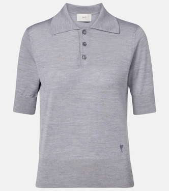 Wool and silk polo shirt | Ami Paris