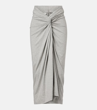 Gathered cotton jersey midi skirt | Dries Van Noten