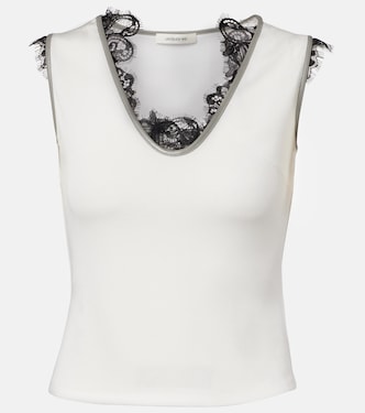 Layered lace-trimmed jersey top  | Jacques Wei