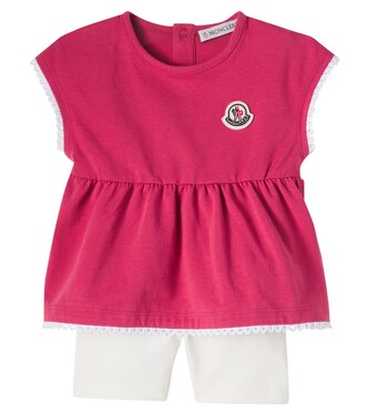 婴幼儿 — 蕾丝边饰棉质混纺上衣与裤装套装 | Moncler Enfant