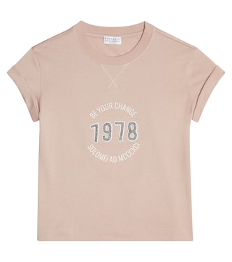 Verziertes T-Shirt aus Baumwolle | Brunello Cucinelli Kids