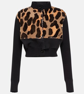 Cotton-blend leopard-print cropped cardigan | Sacai