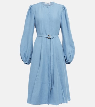 Belted linen midi dress | Chloé