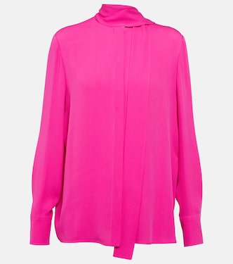 Tie-neck silk georgette shirt | Valentino