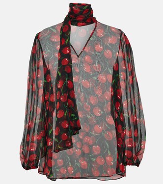 Blusa Cherry in chiffon di seta | Dolce&Gabbana