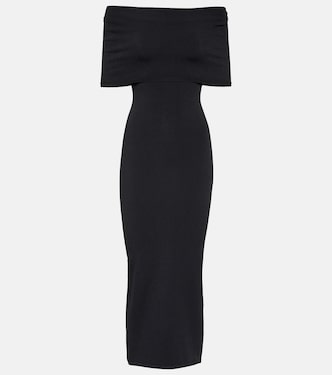 Vestido midi acanalado sin hombros | Wardrobe.NYC