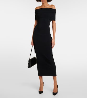 Vestido midi acanalado sin hombros | Wardrobe.NYC