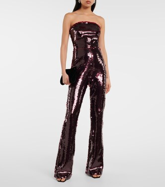 Combi-pantalon bustier Myrine à sequins | Safiyaa