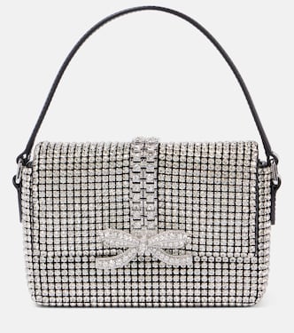 Embellished leather-trimmed tote bag | Self-Portrait