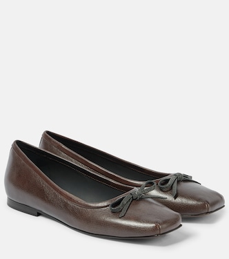 Ballerine in pelle con monili | Brunello Cucinelli