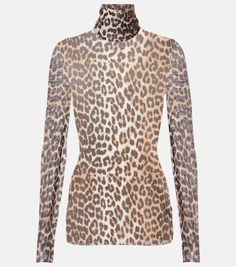 Lupetto in mesh con stampa leopardata | Ganni
