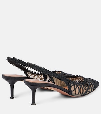 Kahlo 50 raffia-effect slingback pumps | Aquazzura