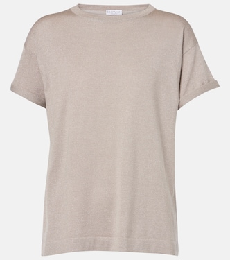Knitted cashmere and silk-blend T-shirt | Brunello Cucinelli