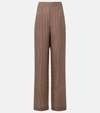 Printed high-rise silk straight pants | Joseph