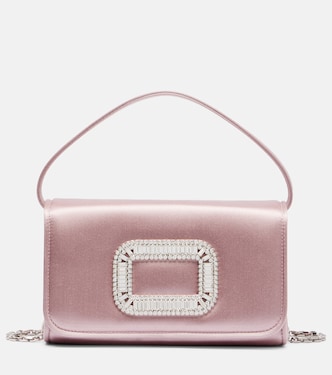 Verzierte Schultertasche Pilgrim Micro aus Satin | Roger Vivier
