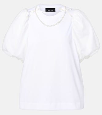 T-shirt in cotone con perle bijoux | Simone Rocha