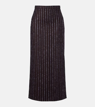 Jupe crayon rayée en laine et mohair | Erdem