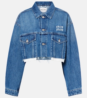Cropped logo denim jacket | Miu Miu