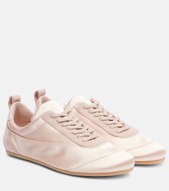 Floor suede-trimmed satin sneakers | Jil Sander