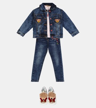 Jeans en mezcla de algodón de tiro alto | Monnalisa