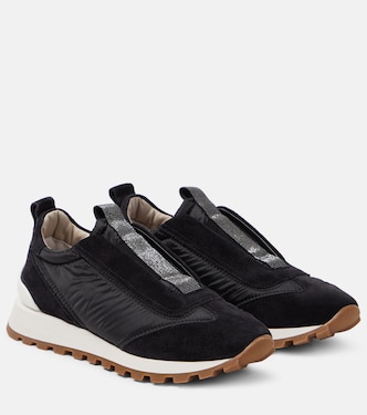 Monili suede-trimmed sneakers | Brunello Cucinelli