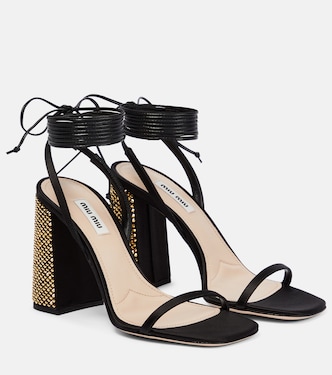 Embellished satin sandals | Miu Miu