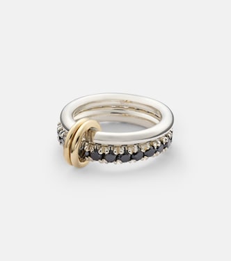 Enzo SG Noir sterling silver and 18kt gold linked rings with black diamonds | Spinelli Kilcollin