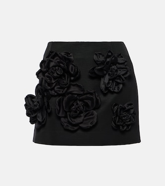 Minifalda de mezcla de algodón con apliques florales | Dolce&Gabbana