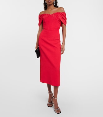 Chiara off-shoulder crêpe midi dress | Rebecca Vallance