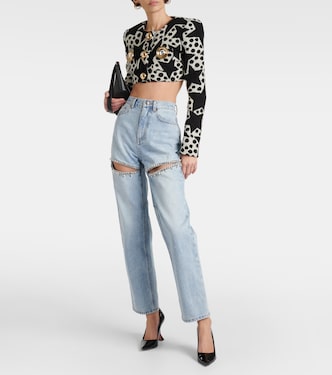 Jeans con cristalli e cut-out | Area
