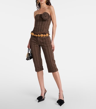 Corsetto di jeans con applicazione floreale | Blumarine