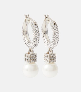 Swarovski® and faux pearl hoop earrings | Givenchy