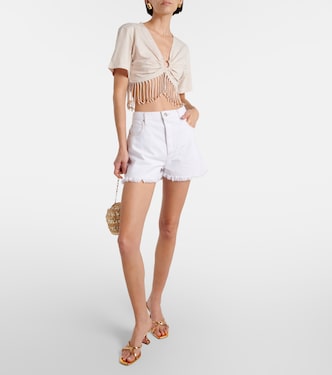 Crop top de algodón con cuentas y flecos | Rabanne