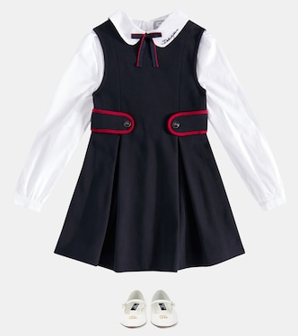 Abito in piqué e popeline di misto cotone | Dolce&Gabbana Kids